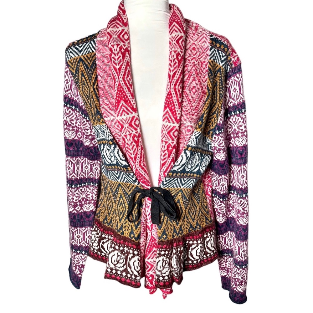 Sundance Gretchen Wool Blend Fair Isle Cardigan Large